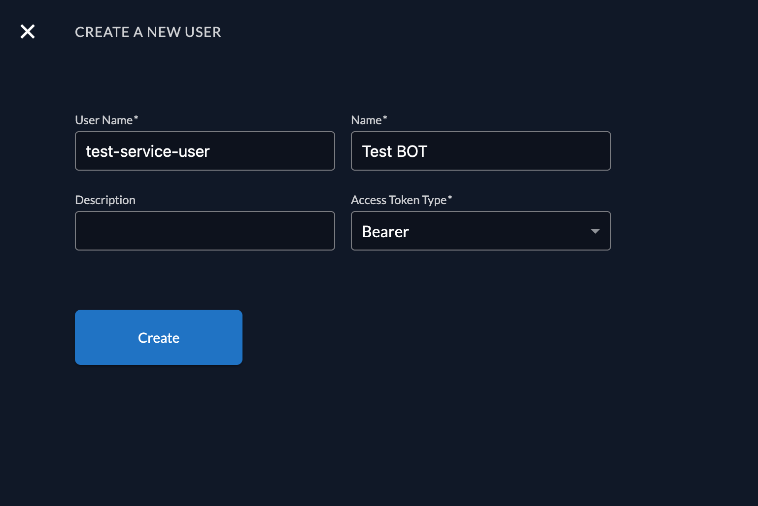 Service User Creation